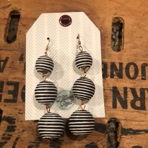 Black and white striped earrings